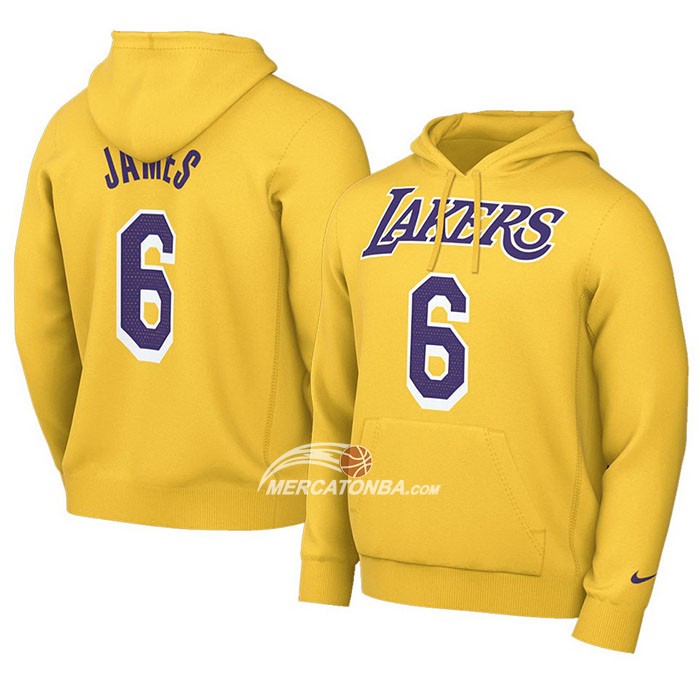 Felpa con Cappuccio Los Angeles Lakers LeBron James Giallo